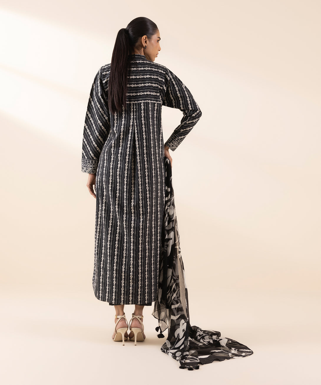 Women's Unstitched Lawn Printed Black 3 Piece Suit