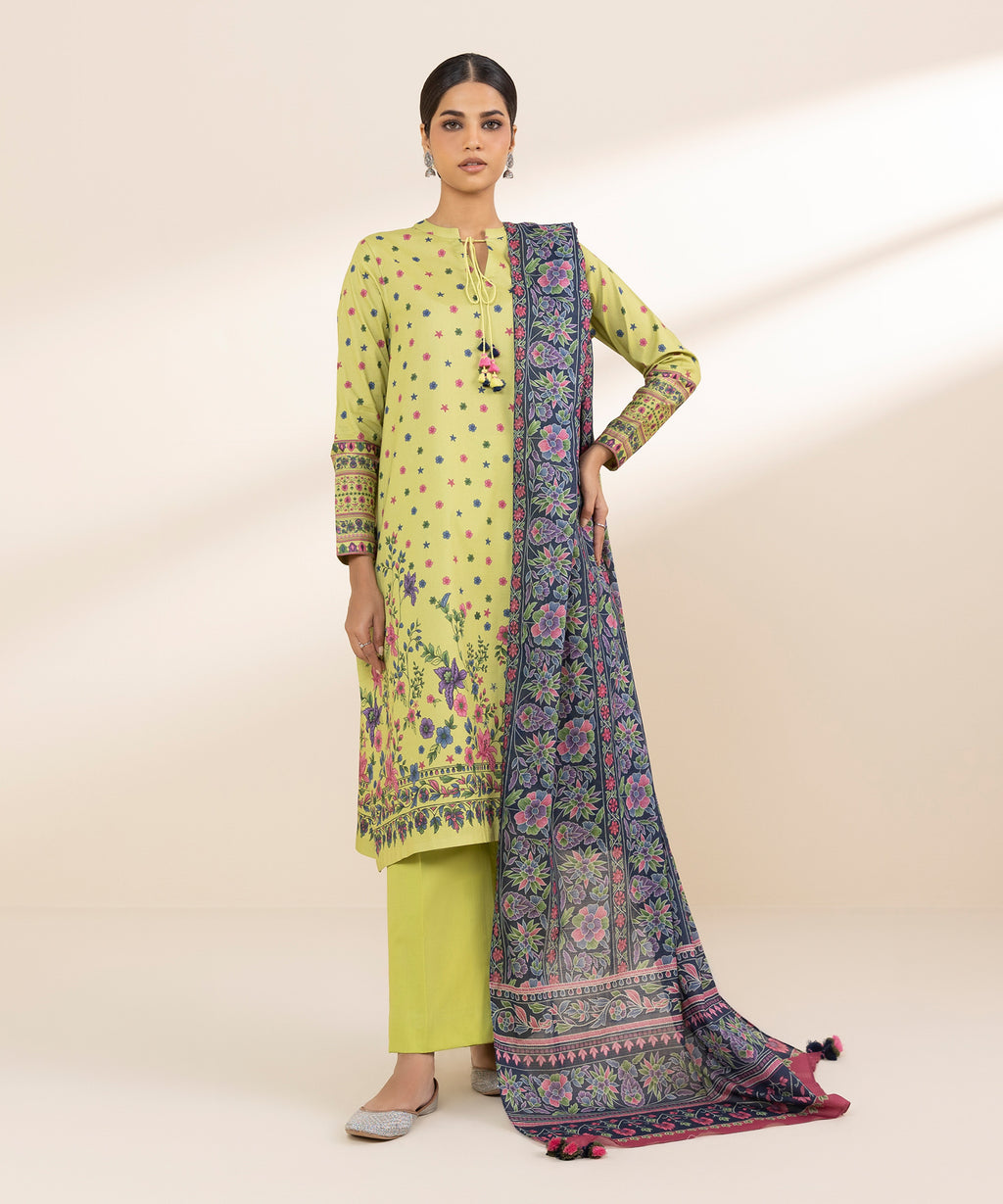 Women's Unstitched Lawn Printed Multi 3 Piece Suit