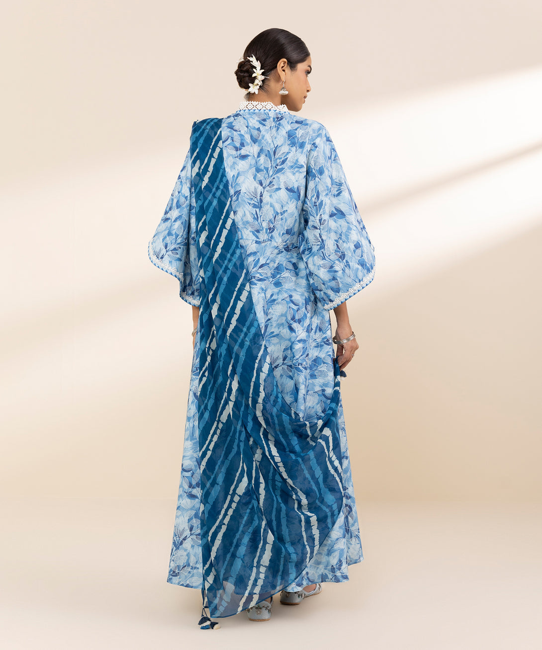 Women's Unstitched Lawn Printed Blue 3 Piece Suit