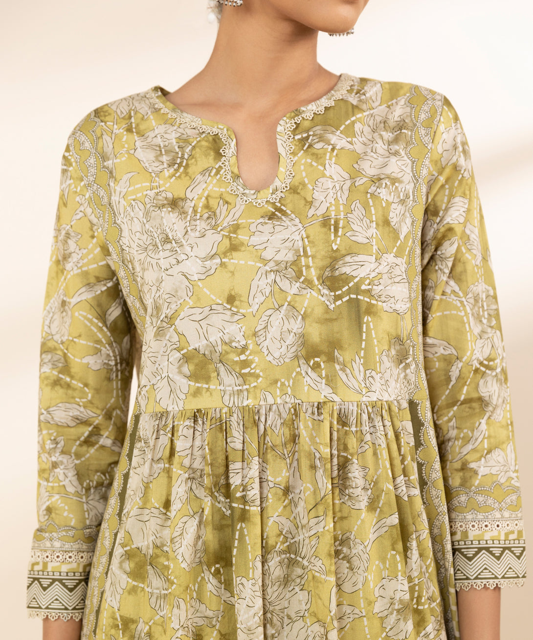 Women's Unstitched Lawn Printed Green 3 Piece Suit