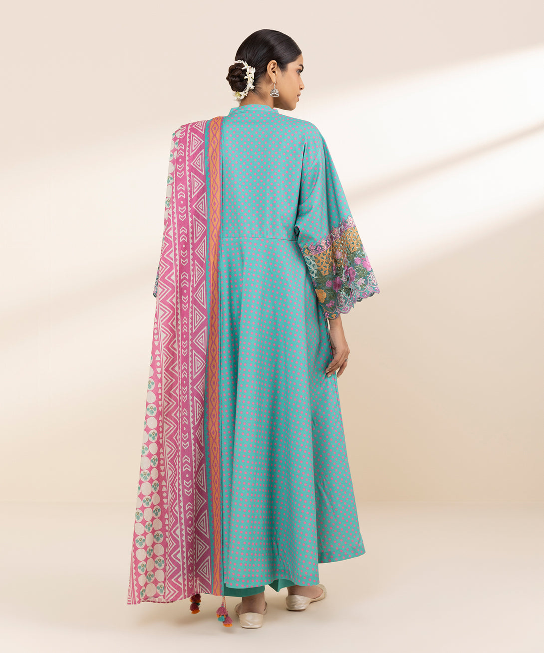 Women's Unstitched Lawn Embroidered Blue 3 Piece Suit