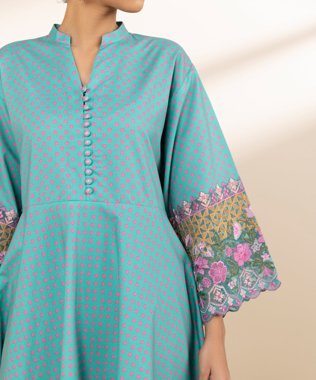 Women's Unstitched Lawn Embroidered Blue 3 Piece Suit