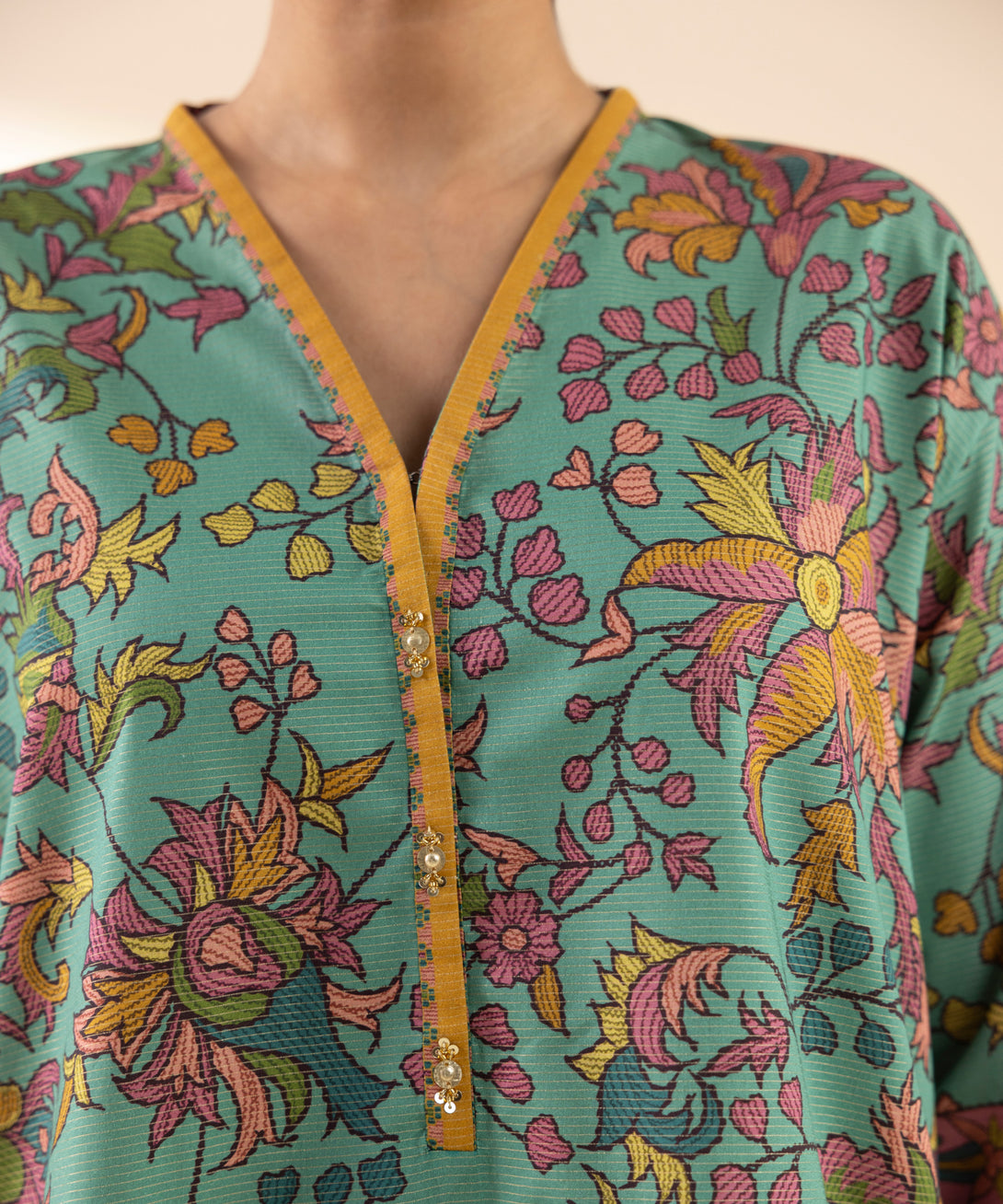 Women's Unstitched Zari Lawn Printed Multi 3 Piece Suit