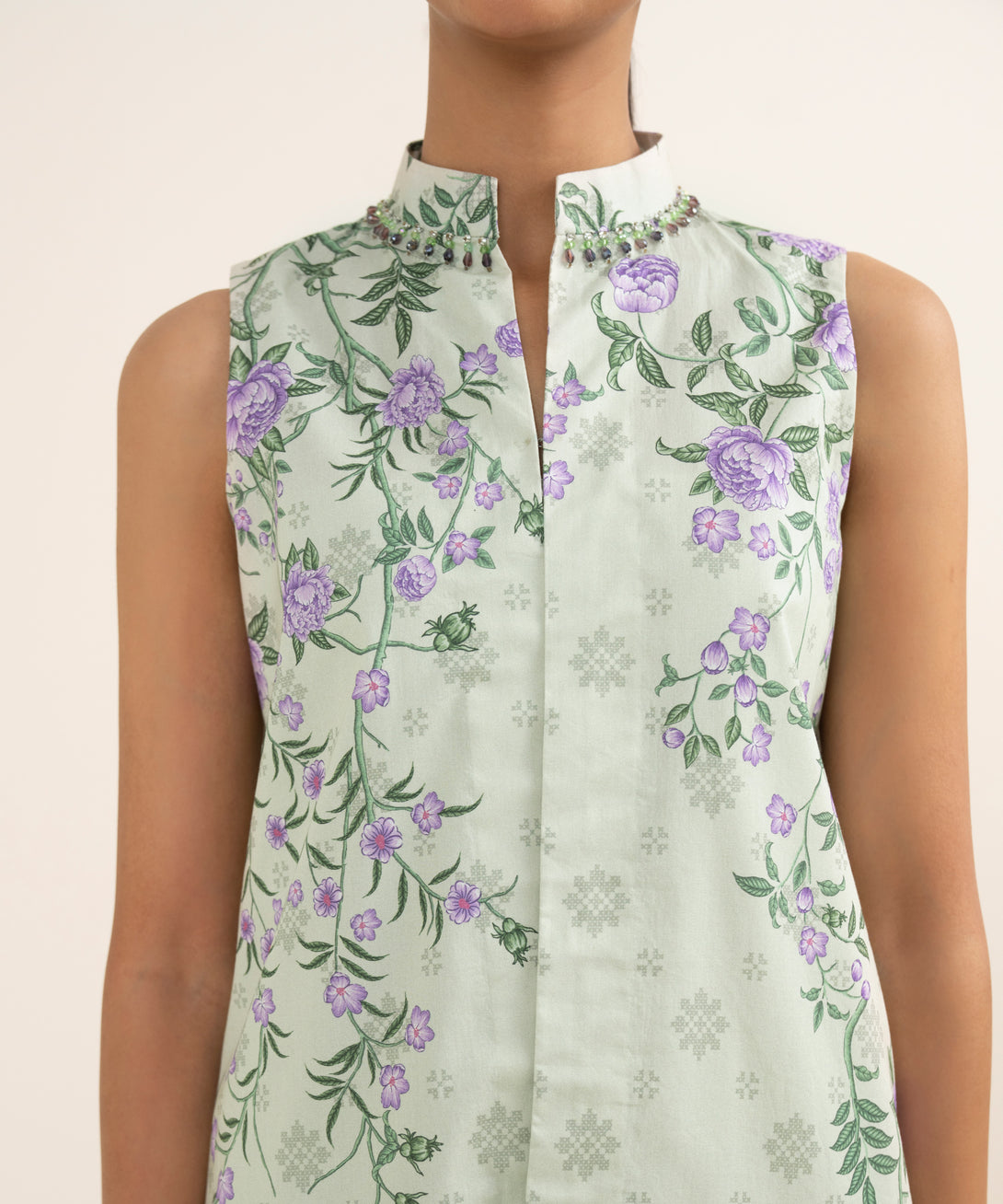 Women's Unstitched Lawn Printed Purple 3 Piece Suit