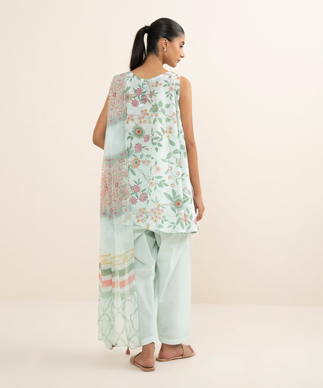 Women's Unstitched Lawn Printed Blue 3 Piece Suit