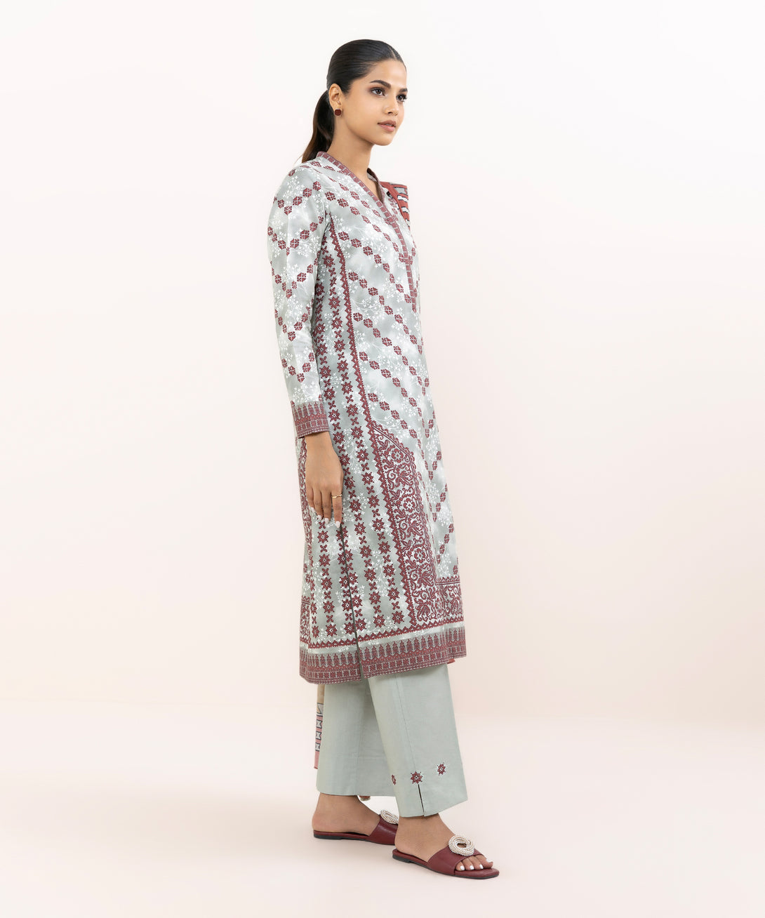 Women's Unstitched Cotton Printed Multi Three Piece Suit