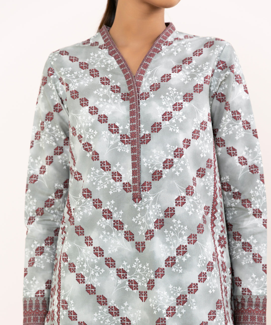 Women's Unstitched Cotton Printed Multi Three Piece Suit