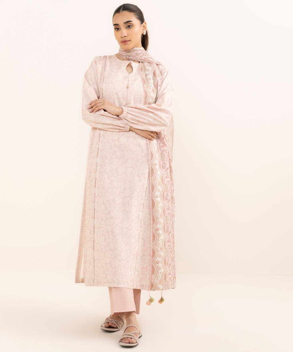 Women's Unstitched Lawn Printed Multi Three Piece Suit