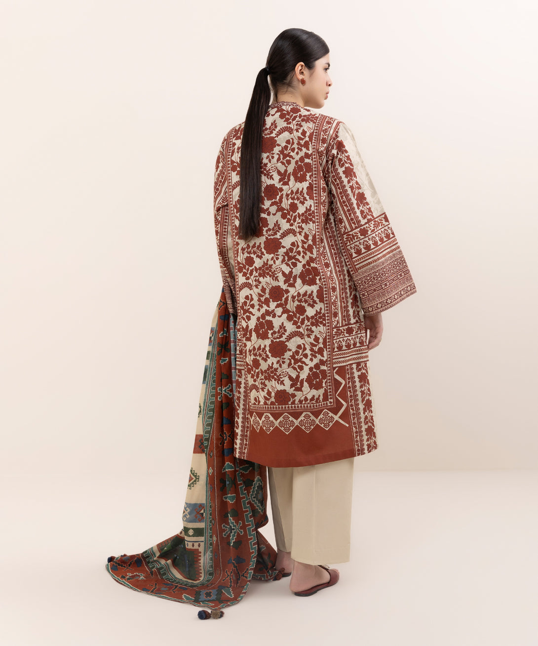 Women's Unstitched Cotton Printed Multi Three Piece Suit