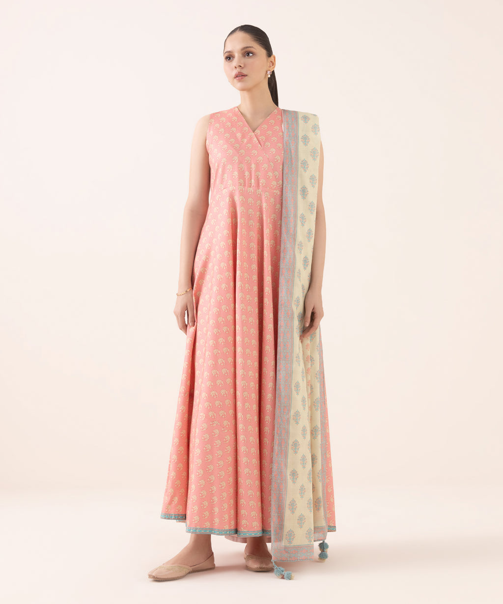 3 Piece - Printed Light Linen Suit