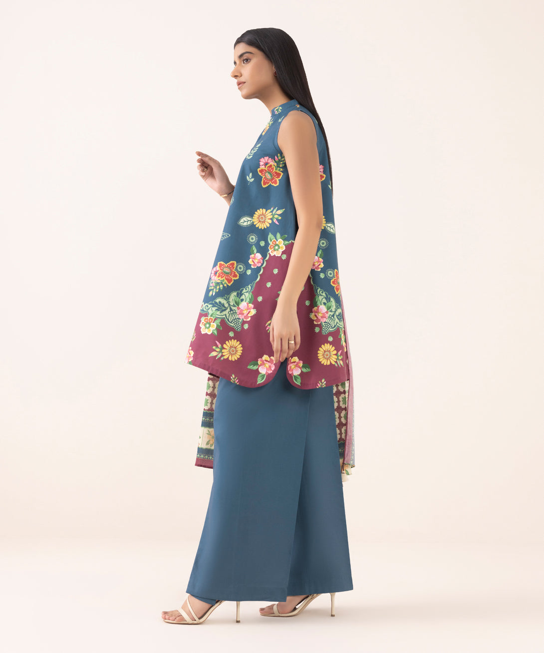 Women's Unstitched Cotton Printed Three Piece Suit