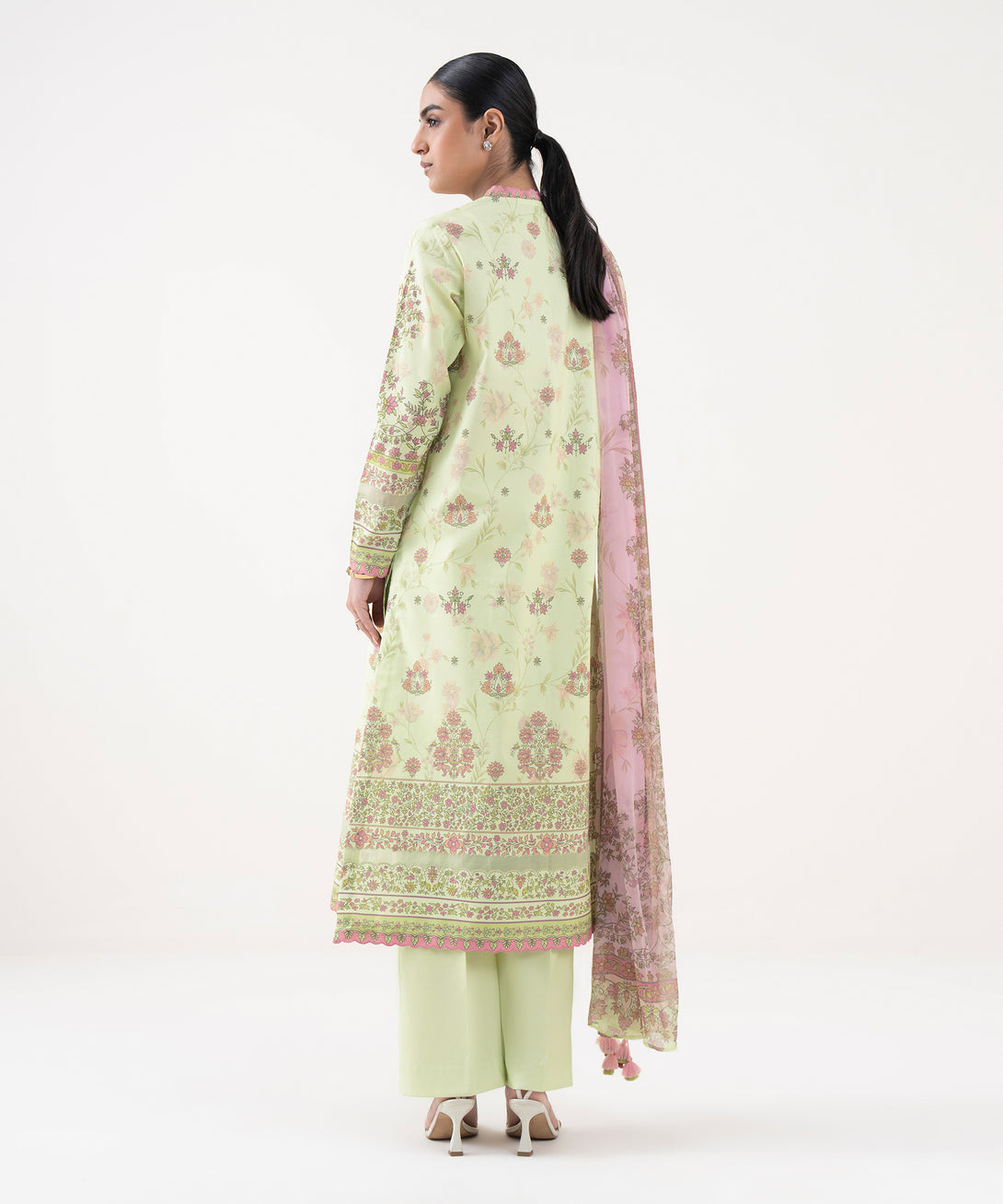 Women's Unstitched Cotton Viscose Printed Yellow 3 Piece Suit
