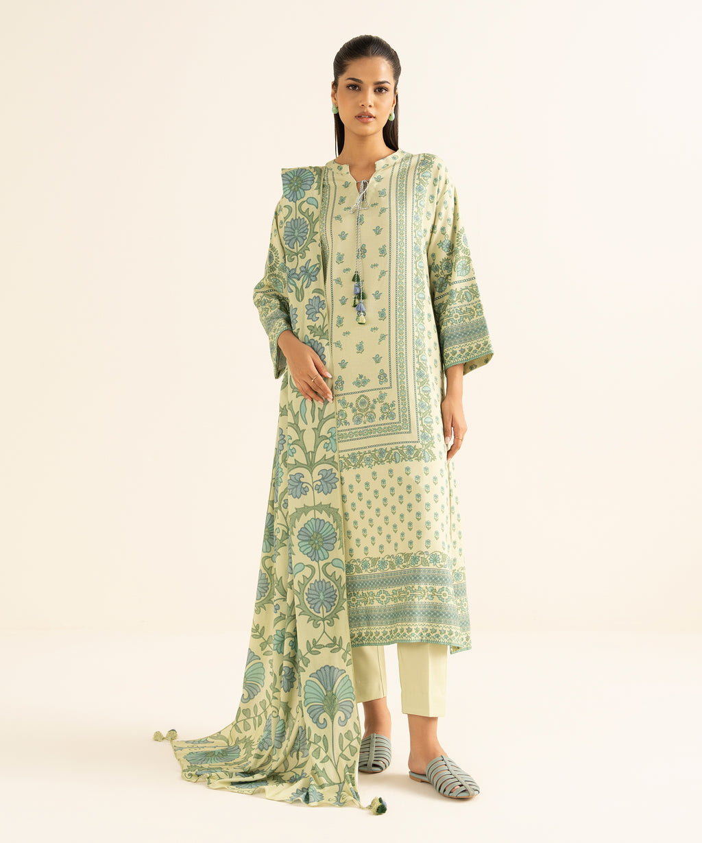 3 Piece - Printed Linen Suit