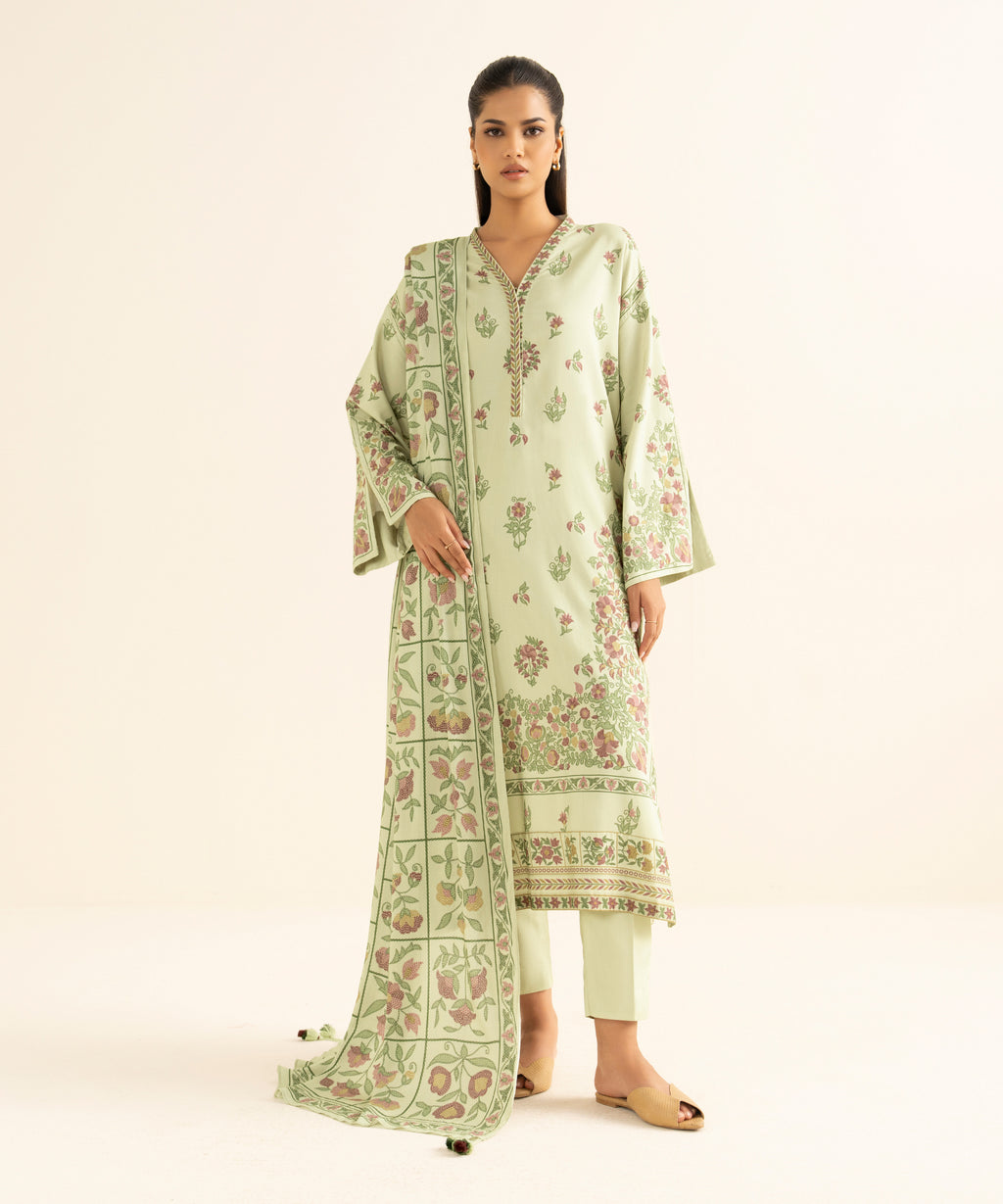 3 Piece - Printed Linen Suit