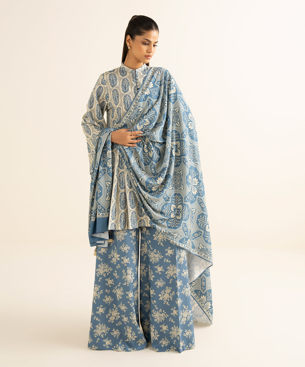3 Piece - Printed Linen Suit