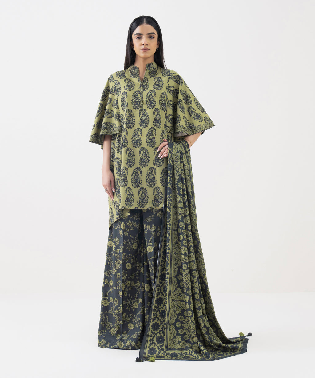 3 Piece - Printed Linen Suit