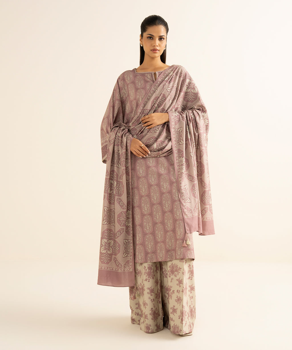 3 Piece - Printed Linen Suit