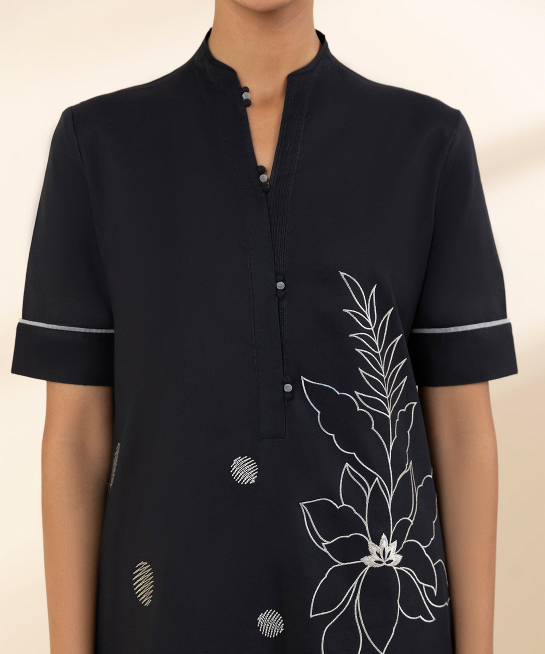Women's Unstitched Lawn Embroidered Black 3 Piece Suit