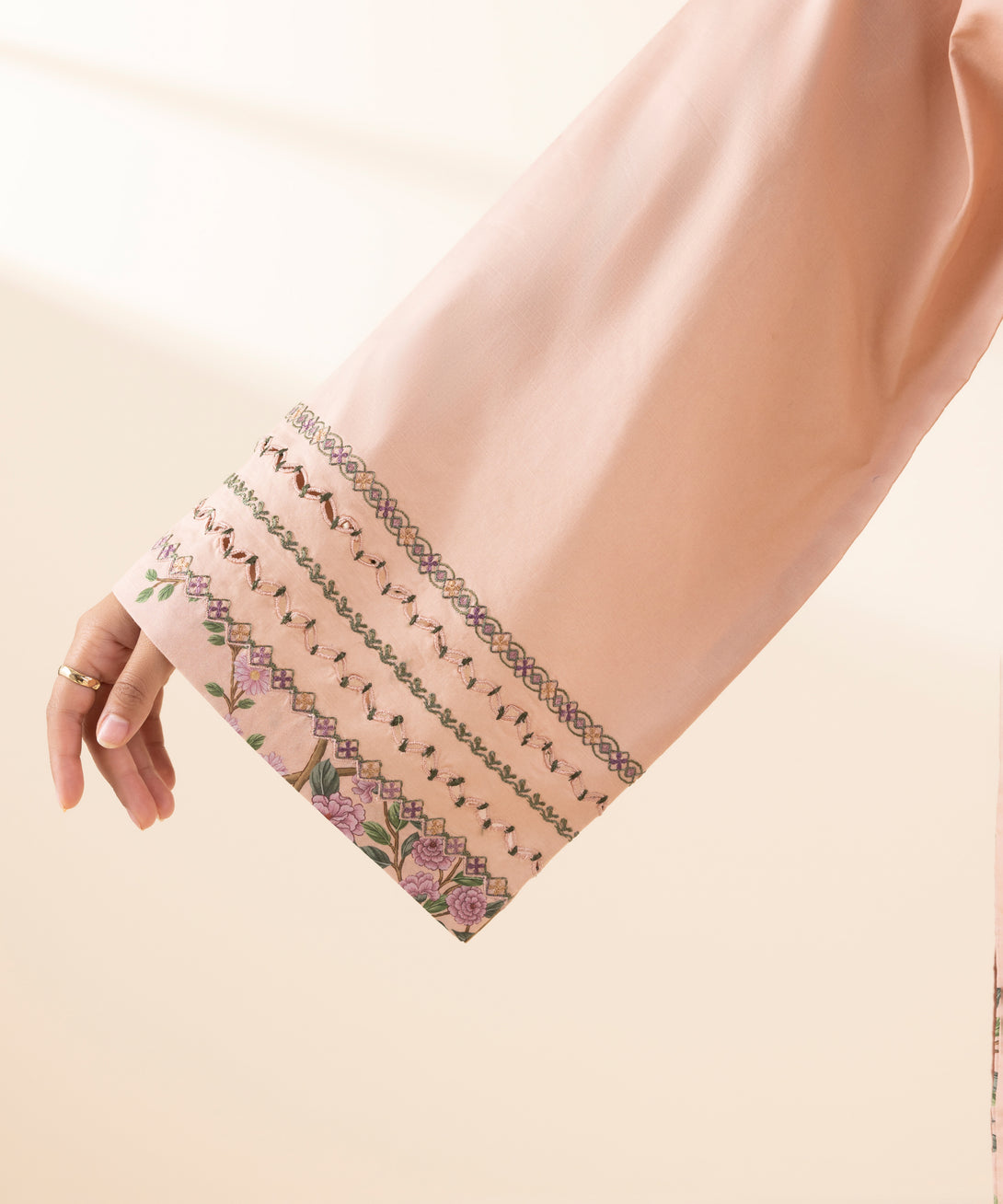 Women's Unstitched Lawn Embroidered Pink 3 Piece Suit