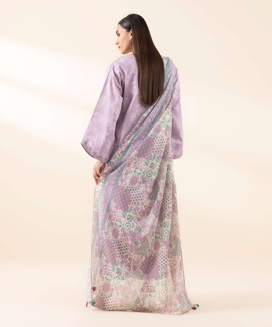 Women's Unstitched Lawn Embroidered Purple 3 Piece Suit