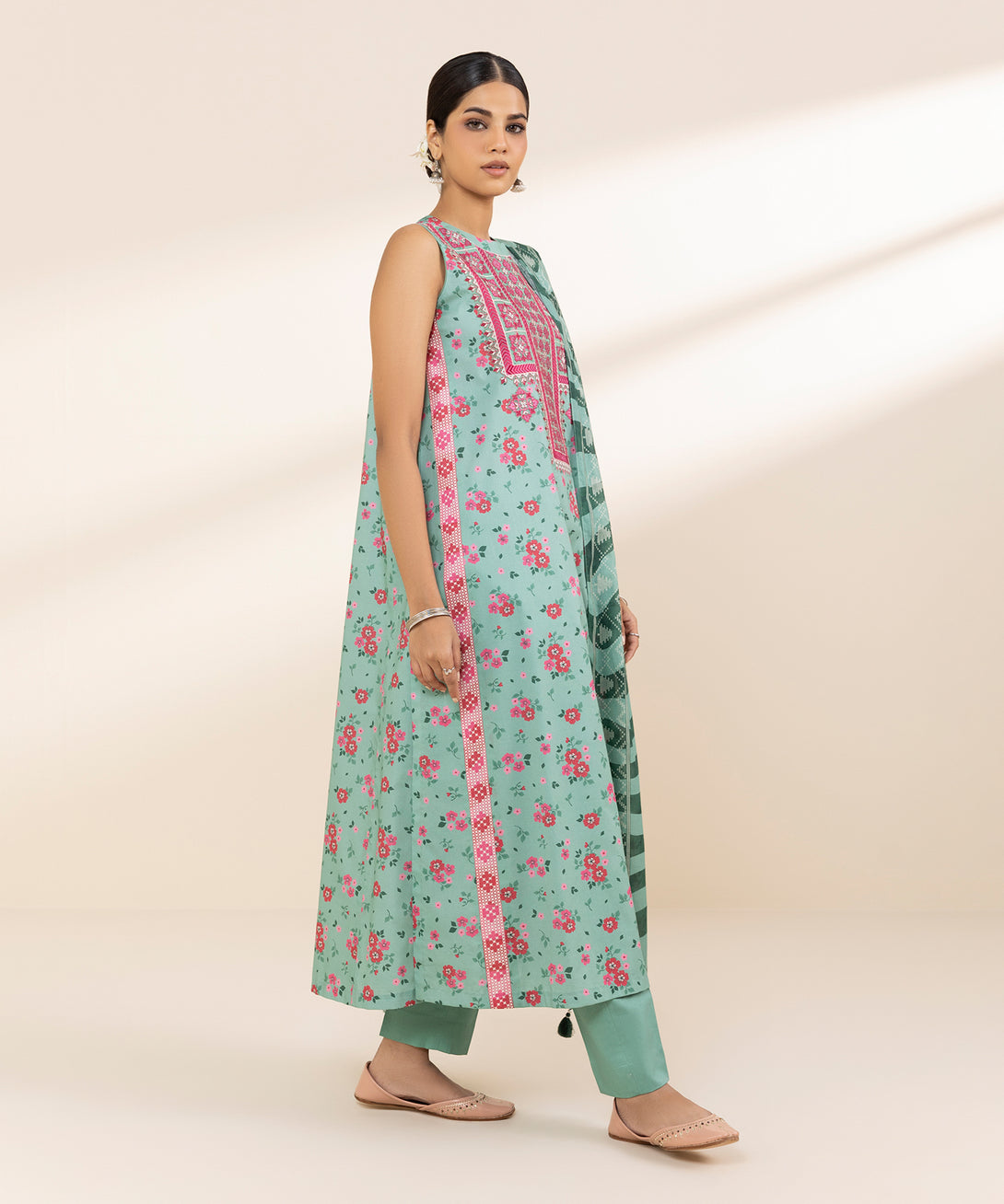 Women's Unstitched Lawn Embroidered Blue 3 Piece Suit