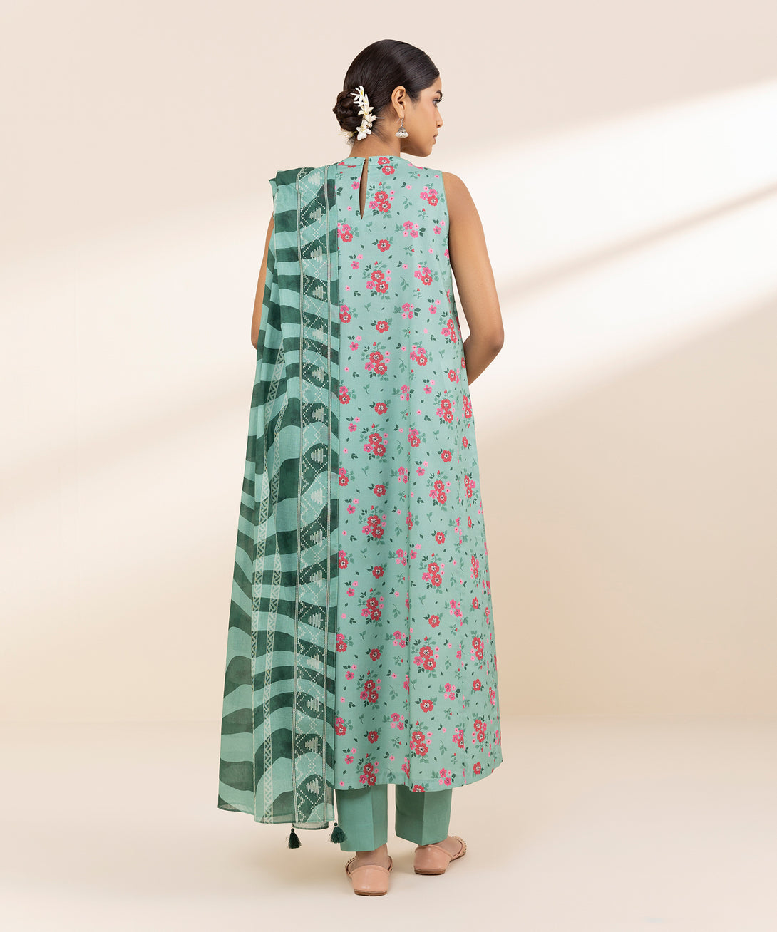 Women's Unstitched Lawn Embroidered Blue 3 Piece Suit