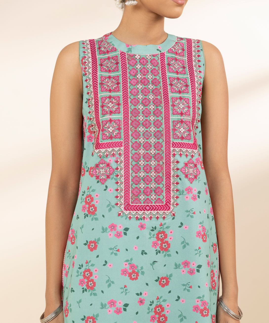 Women's Unstitched Lawn Embroidered Blue 3 Piece Suit
