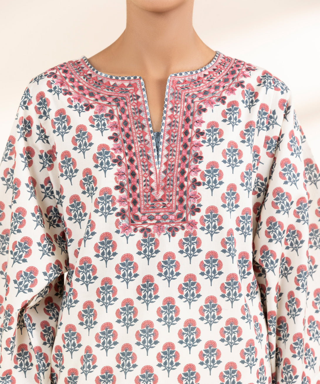 Women's Unstitched Lawn Embroidered Multi 3 Piece Suit