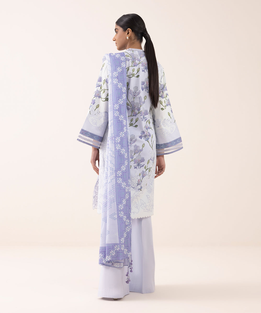Women's Unstitched Lawn Embroidered Blue 3 Piece Suit