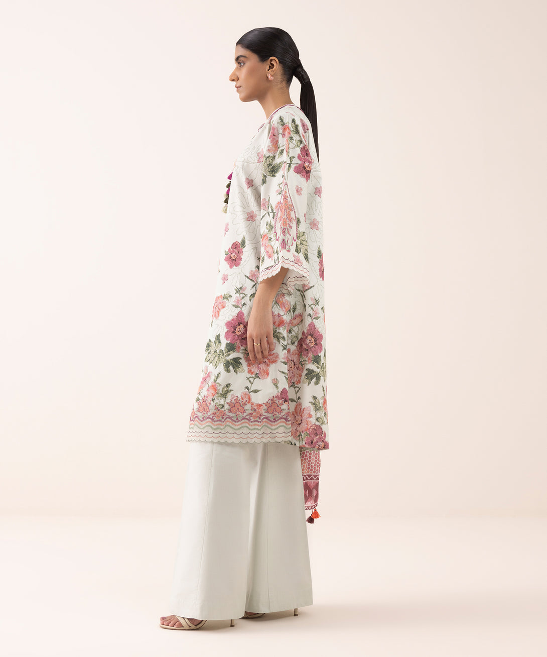 Women's Unstitched Lawn Embroidered Multi 3 Piece Suit