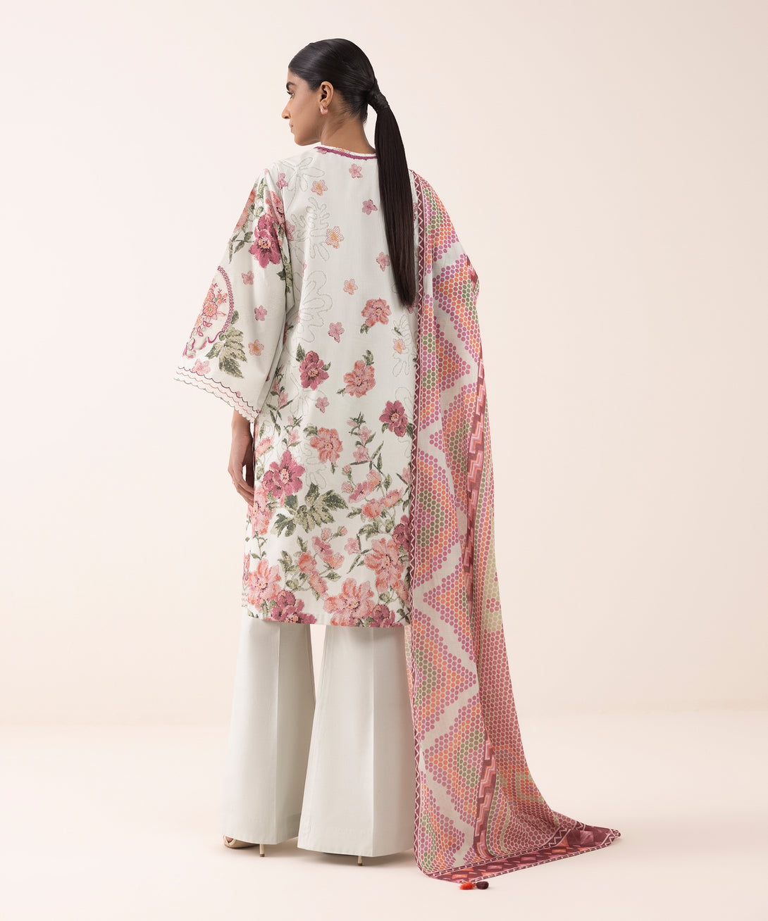 Women's Unstitched Lawn Embroidered Multi 3 Piece Suit