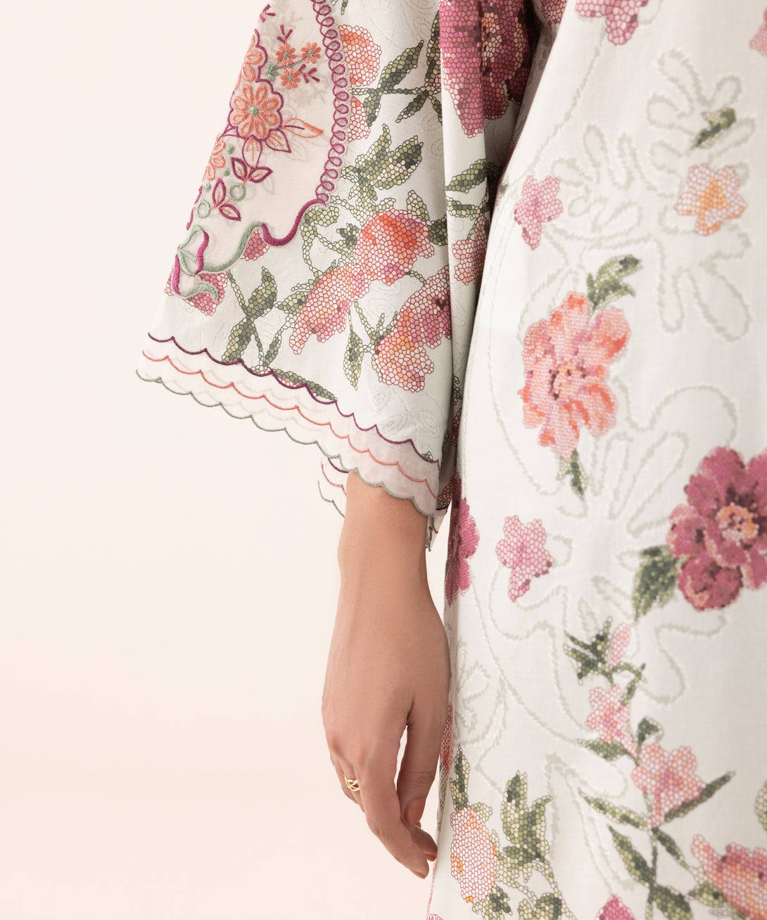 Women's Unstitched Lawn Embroidered Multi 3 Piece Suit