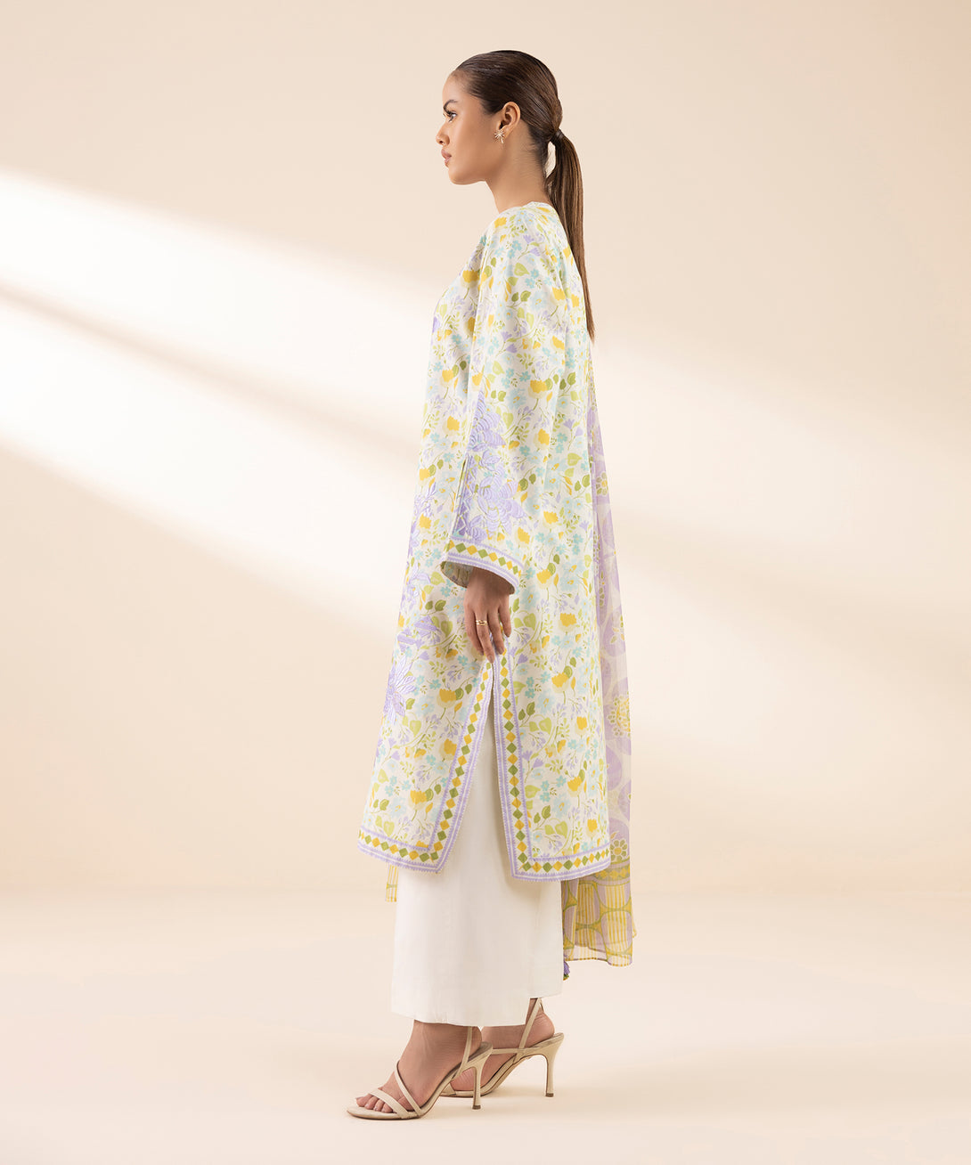 Women's Unstitched Textured Lawn Embroidered Multi 3 Piece Suit