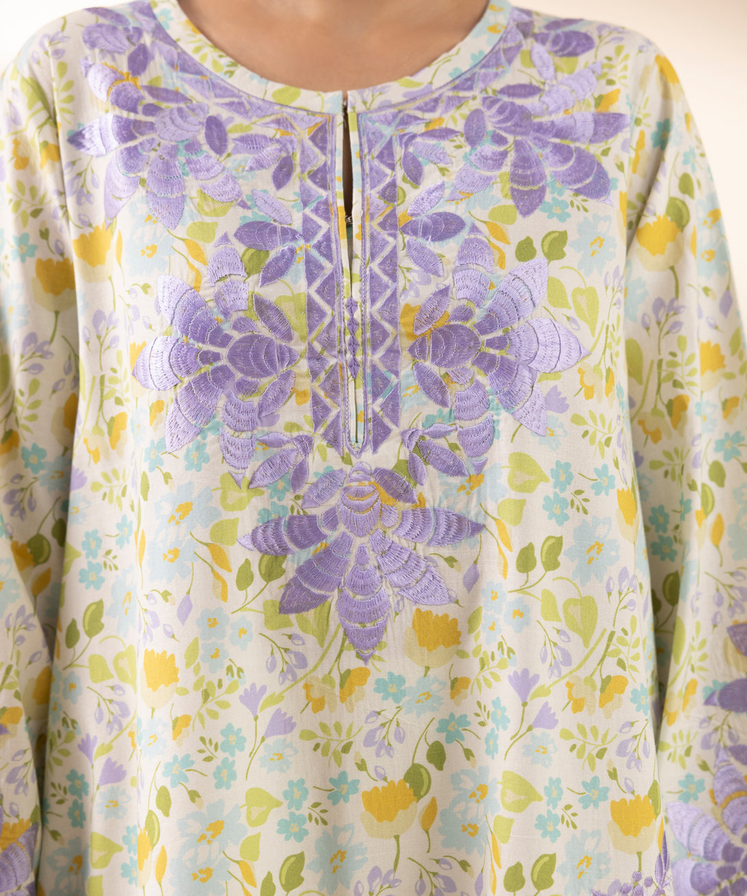 Women's Unstitched Textured Lawn Embroidered Multi 3 Piece Suit