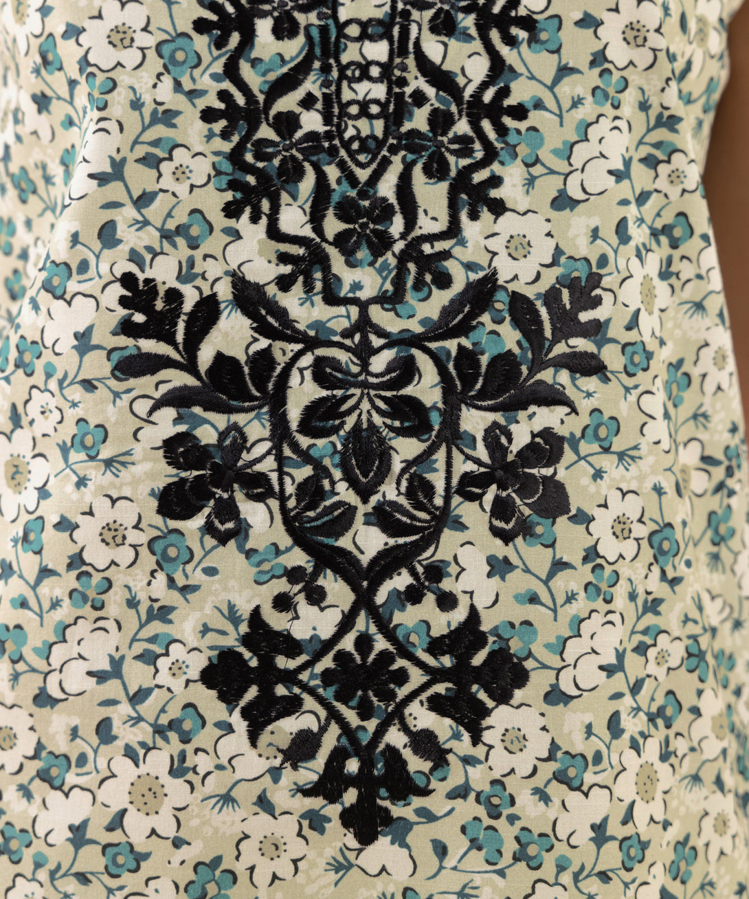 Women's Unstitched Lawn Embroidered Multi 3 Piece Suit