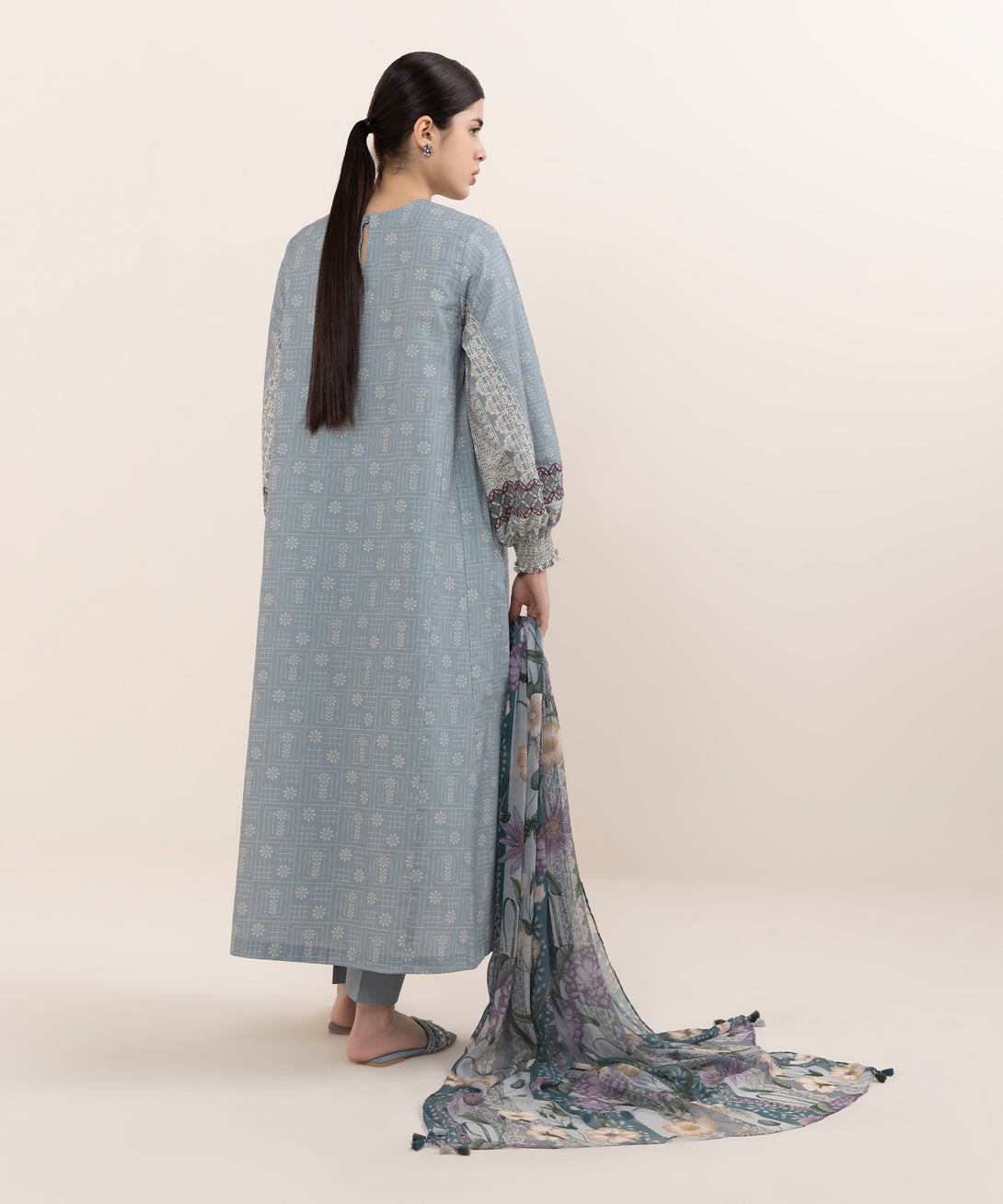 Women's Unstitched Cotton Embroidered Multi Three Piece Suit