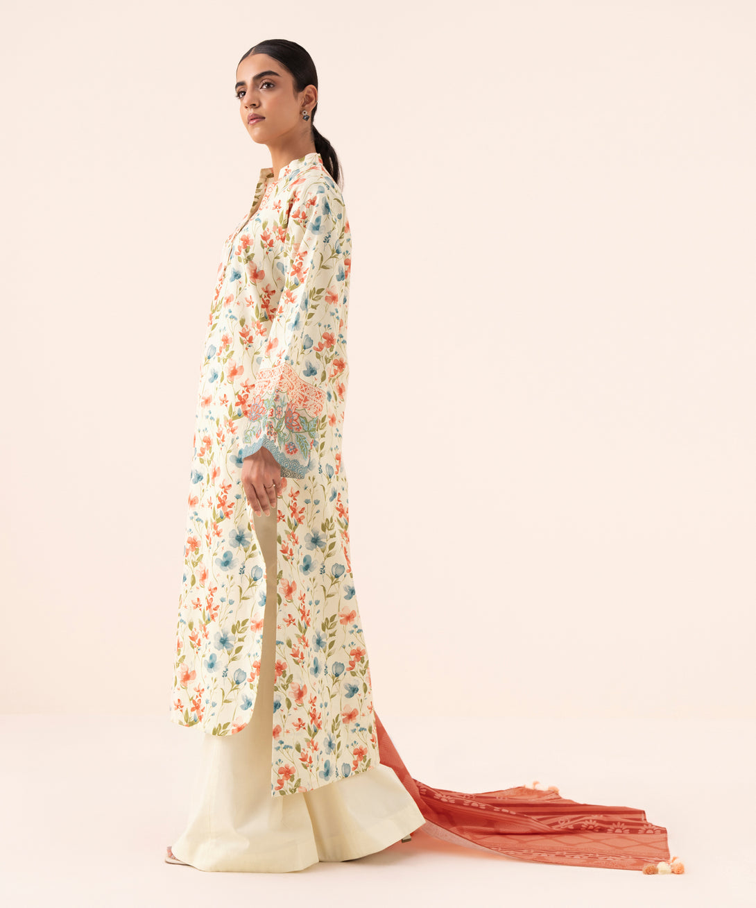 Women's Unstitched Cotton Embroidered Green 3 Piece Suit