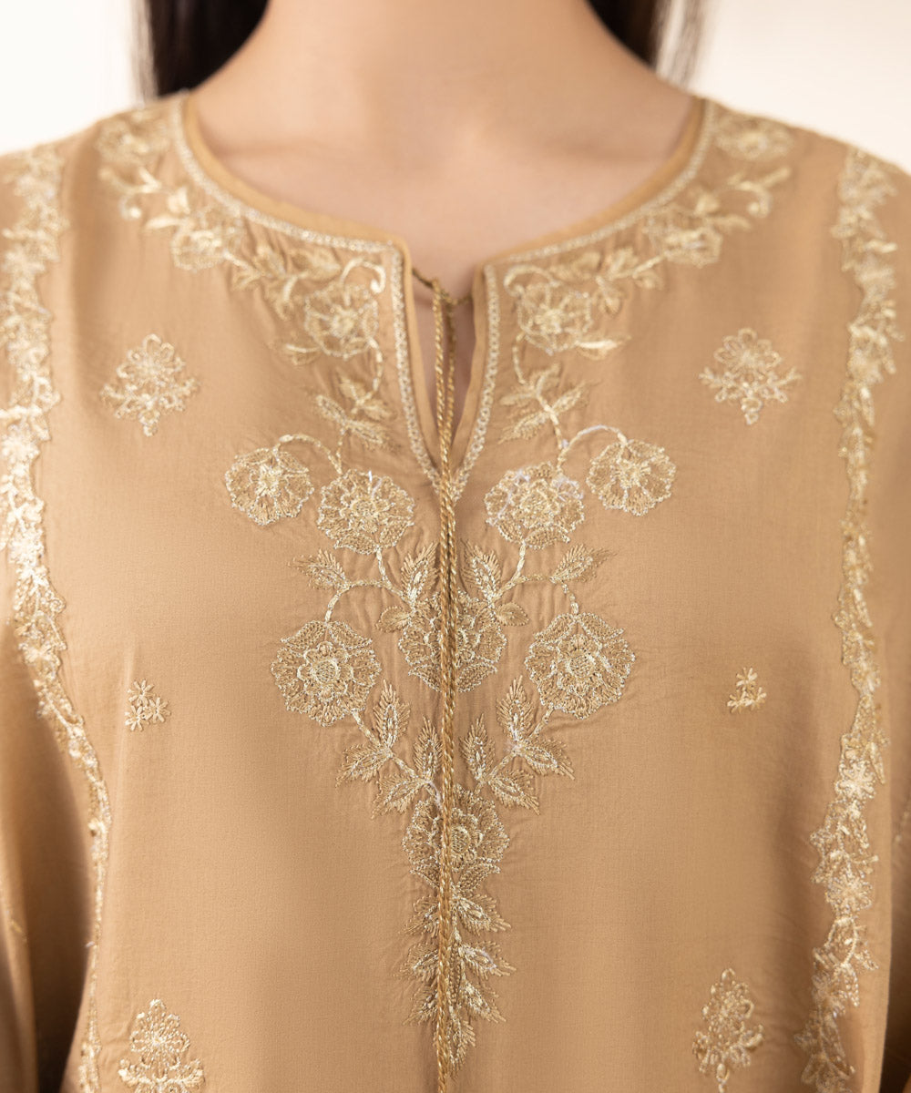 Unstitched Women's Yellow Lawn Embroidered 3 Piece Suit 