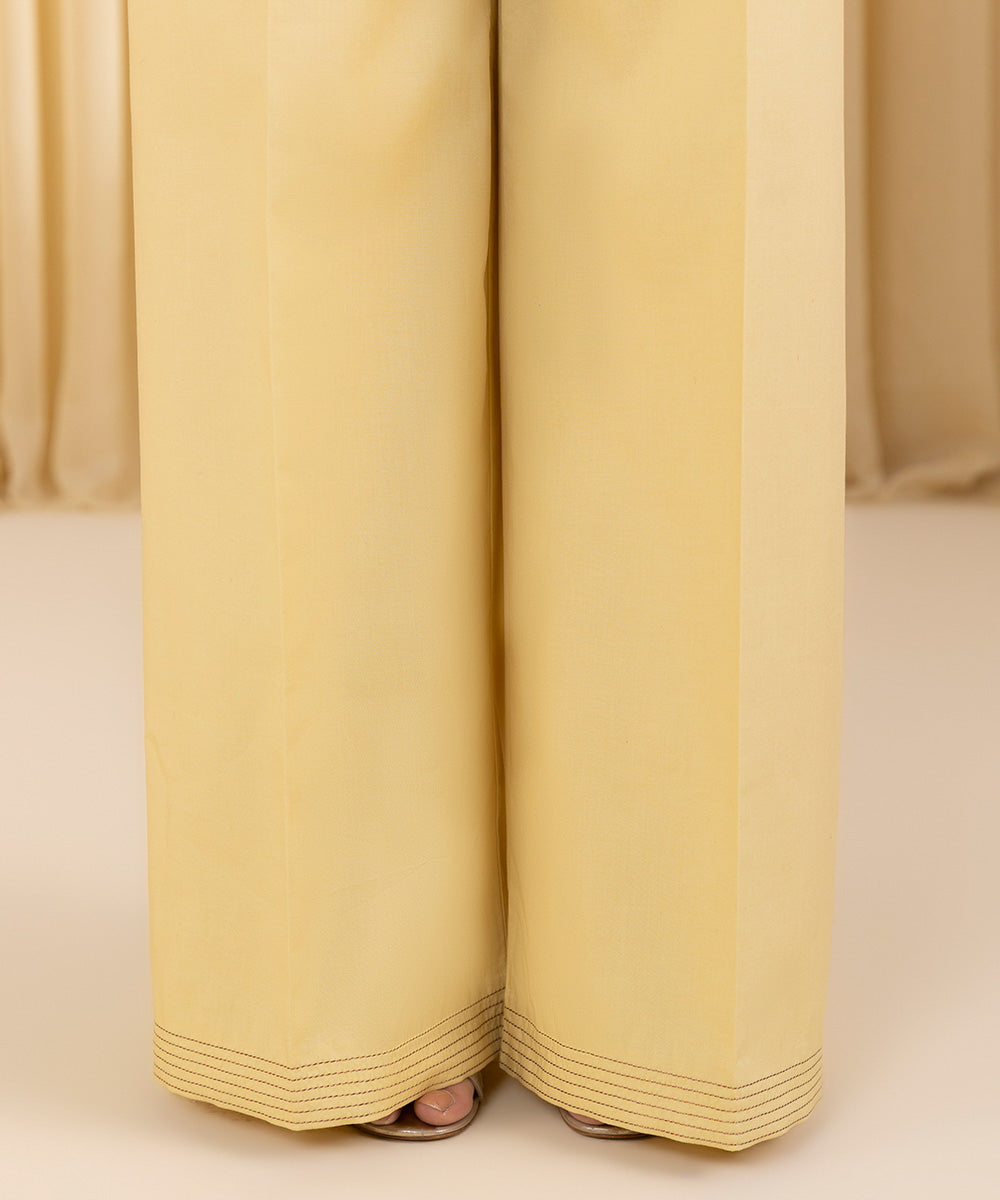 Unstitched Women's Yellow Extra Weft Jacquard 3 Piece Suit