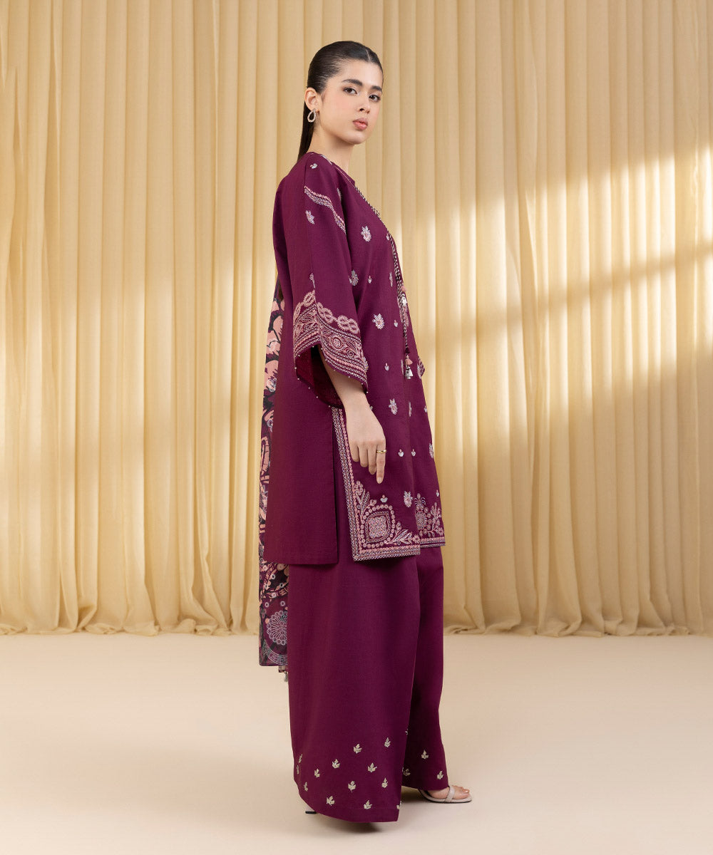Unstitched Women's Pink Textured Lawn 3 Piece Suit