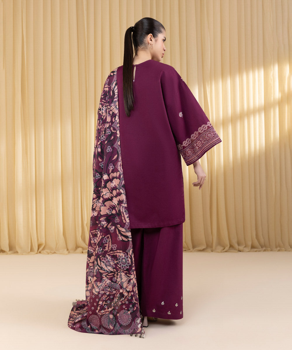 Unstitched Women's Pink Textured Lawn 3 Piece Suit