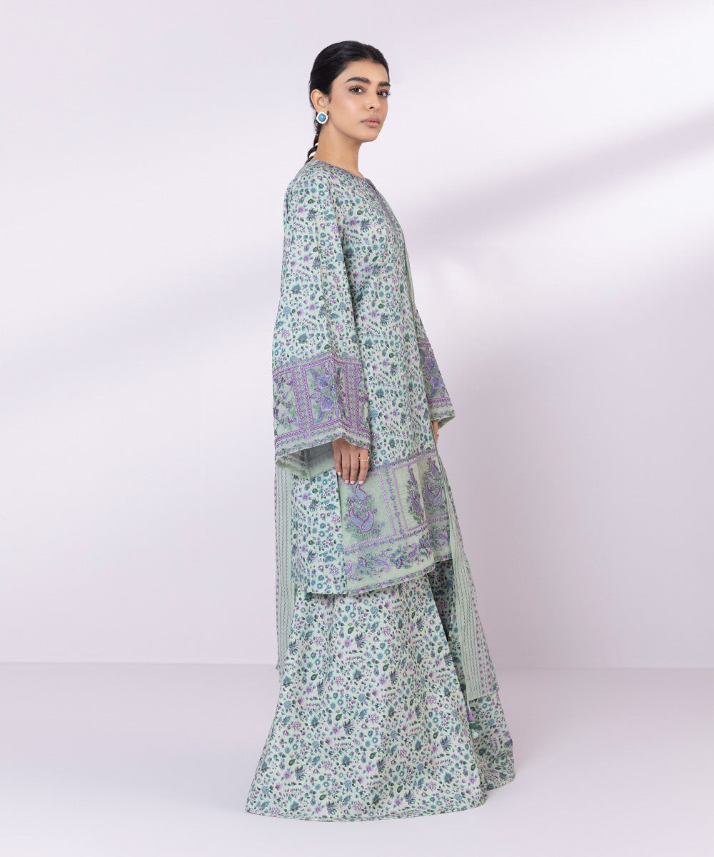 Women's Unstitched Lawn Embroidered Pistachio 3 Piece Suit