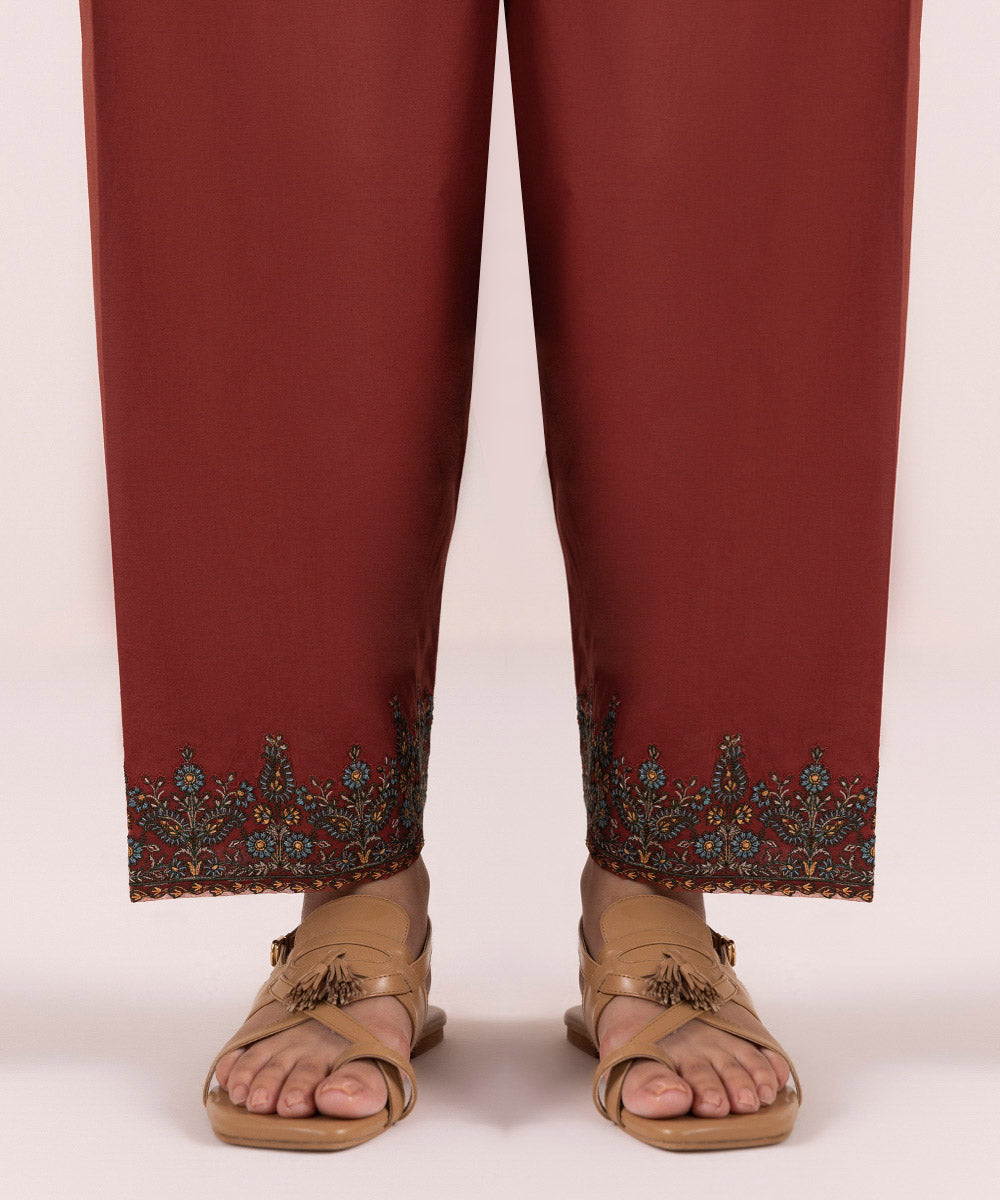 Women's Unstitched Lawn Red Embroidered 3 Piece Suit