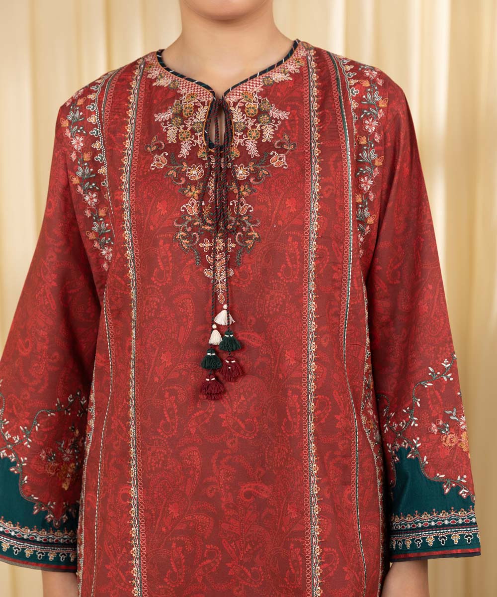 Unstitched Women's Red Lawn 3 Piece Suit