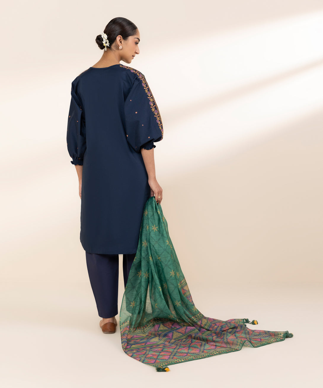Women's Unstitched Lawn Embroidered Blue 3 Piece Suit