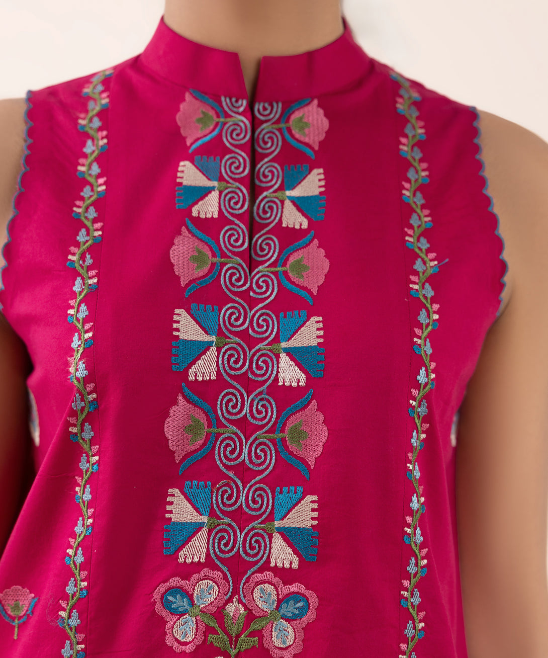 Women's Unstitched Textured Lawn Embroidered Pink 3 Piece Suit