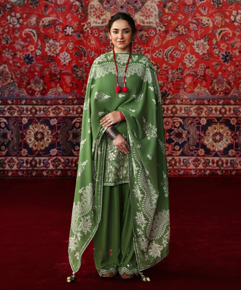 3 Piece - Embroidered Light Khaddar Suit