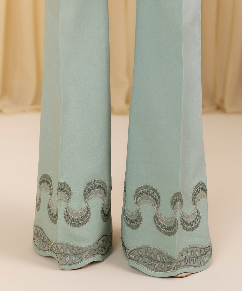 Unstitched Women's Green Dobby 3 Piece Suit