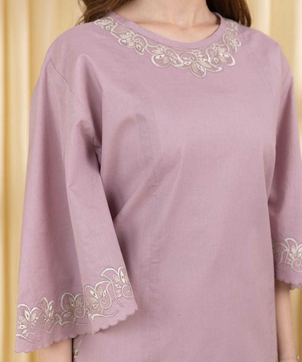 Unstitched Women's Pink Cotton Jacquard 3 Piece Suit