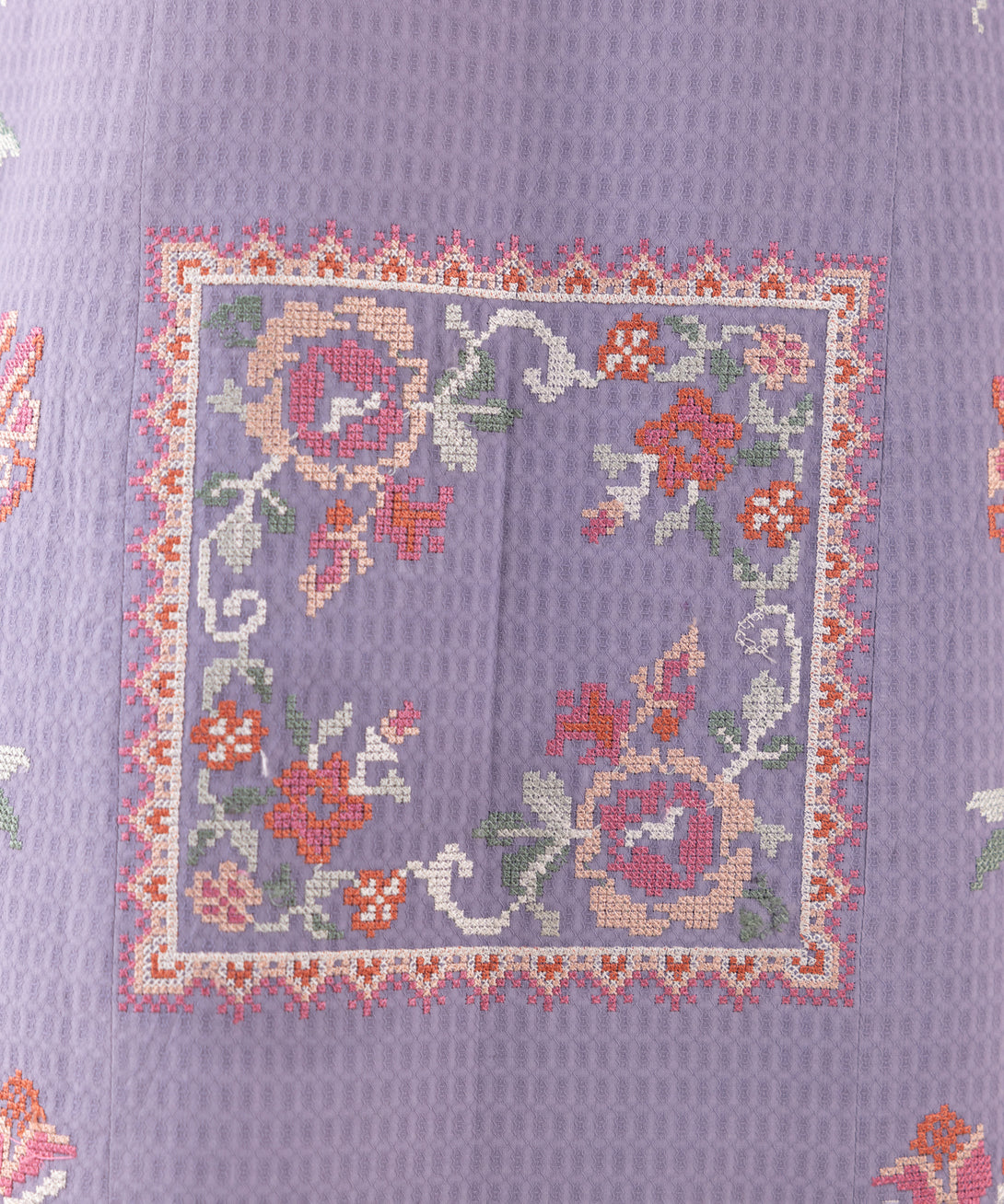Women's Unstitched Dobby Embroidered Purple 3 Piece Suit